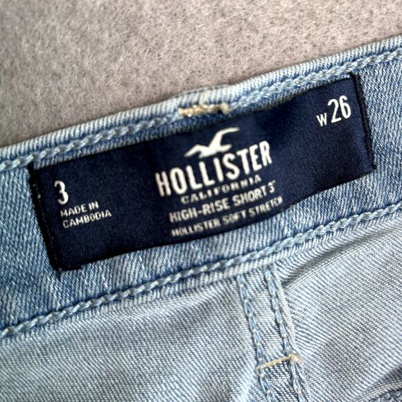 Hollister Cutoff Distressed High Rise Summer 3" Shorts Denim Size 3 - Picture 3 of 6